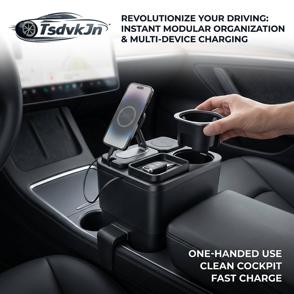 TsdvkJn 2-in-1 Revolutionary Car Vent Mount - Instant Scent Diffuser & Multi-Port Fast Charging Dock, Shark Fin Design Car Air Freshener with Effortless 1-Hand Capsule Refill, Universal Fit for All Standard Vents